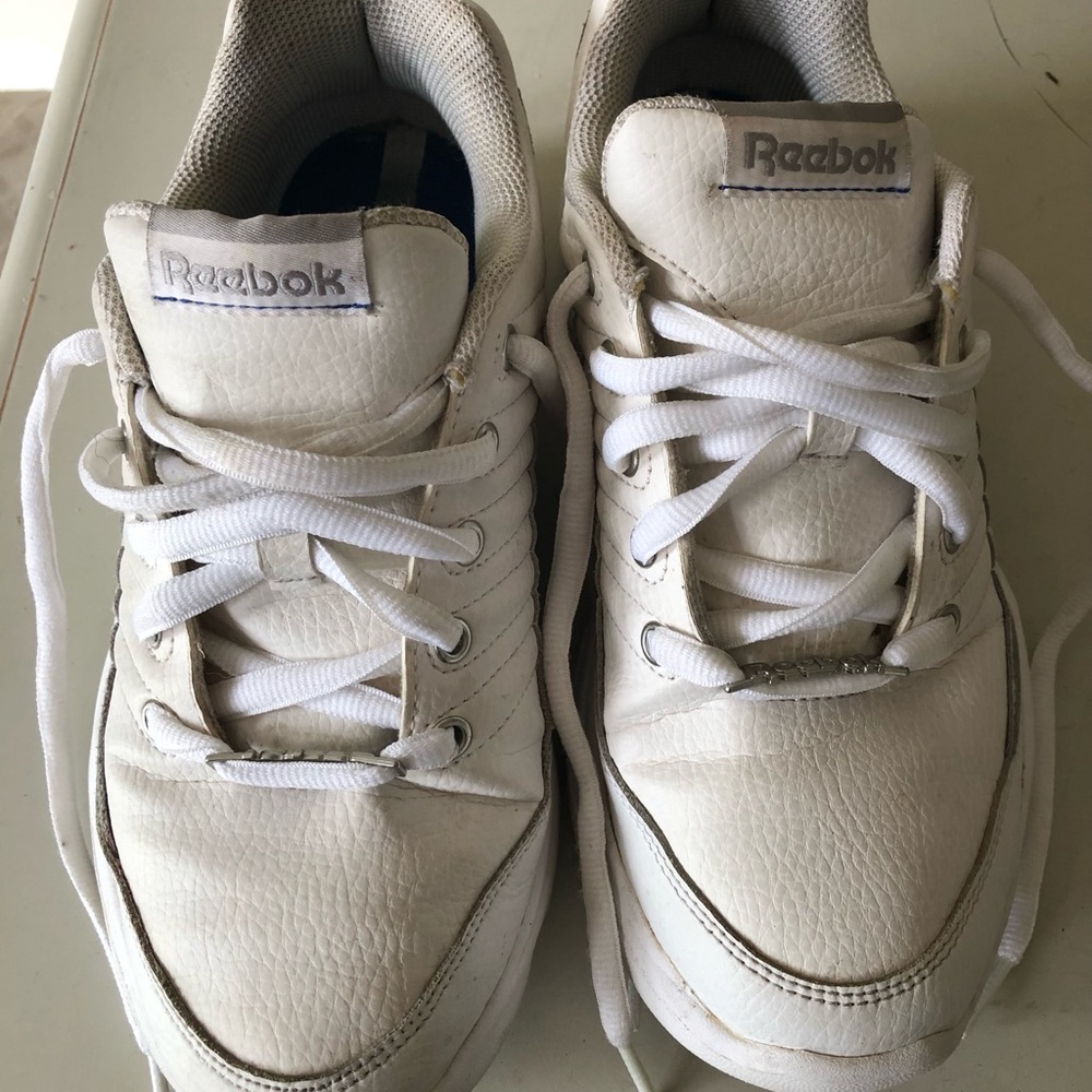 Reebok White Leather Ortho Lite Lace-Up Sneakers Royal Lumina Cross Trainers Y2K